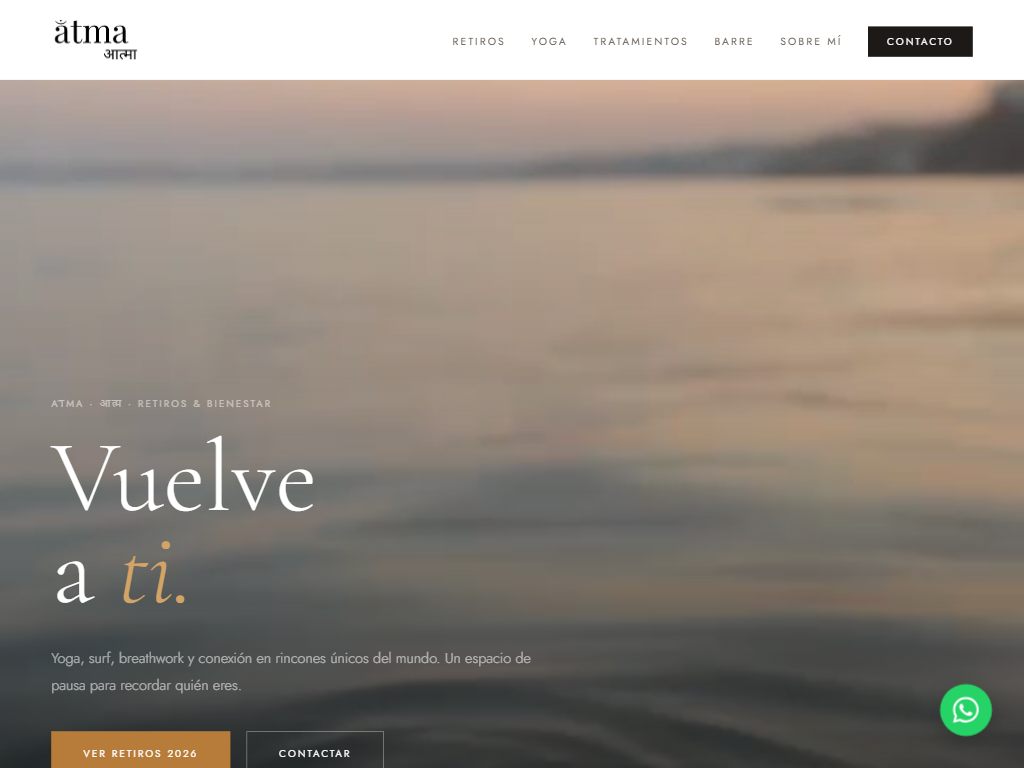 Captura de la web de Ātma Yoga
